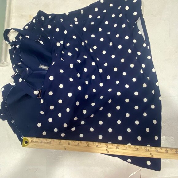 Lands End Tankini Swim Top Womens Size 18W Navy Polka Dot Ruffle Beach Resort C - Picture 11 of 14